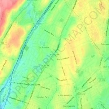 Carte topographique Murray Hill, altitude, relief