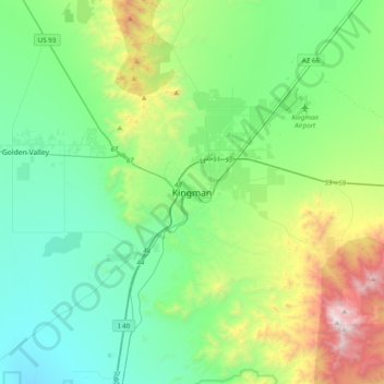 Carte topographique Kingman, altitude, relief