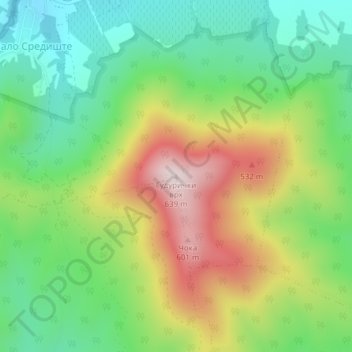 Carte topographique Gudurički vrh, altitude, relief