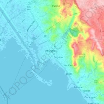Carte topographique Angono, altitude, relief