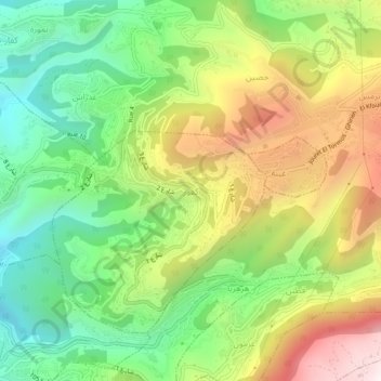 Carte topographique El Kfour, altitude, relief