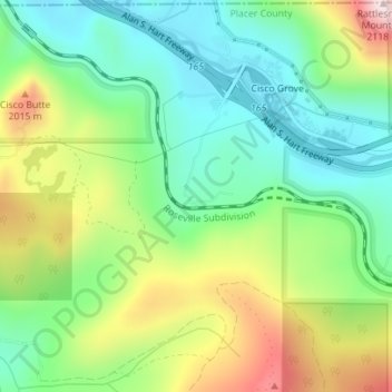 Carte topographique Cisco, altitude, relief