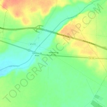 Carte topographique Villaester de Arriba, altitude, relief