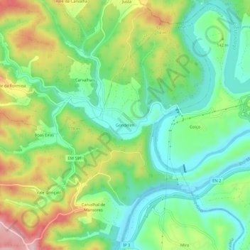 Carte topographique Gondelim, altitude, relief