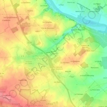 Carte topographique La Touche, altitude, relief