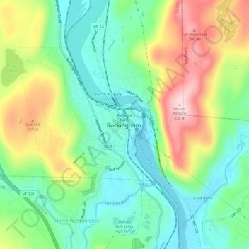 Carte topographique Bellows Falls, altitude, relief