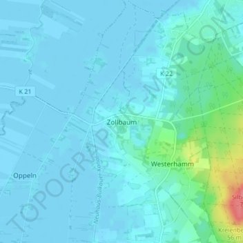 Carte topographique Zollbaum, altitude, relief