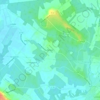 Carte topographique Montour, altitude, relief