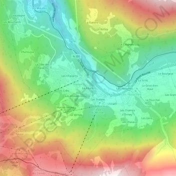 Carte topographique Le Fouilly, altitude, relief