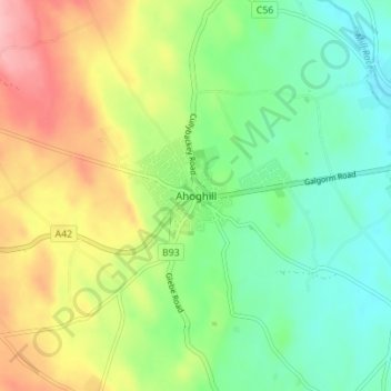 Carte topographique Ahoghill, altitude, relief