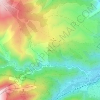 Carte topographique Llugols, altitude, relief