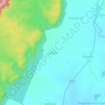 Carte topographique Jampali, altitude, relief