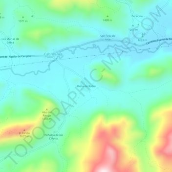 Carte topographique Mena de Babia, altitude, relief