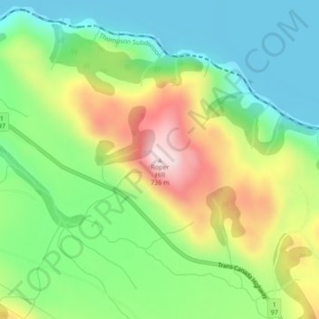 Carte topographique Roper Hill, altitude, relief
