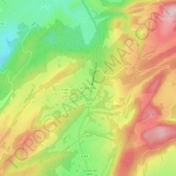 Carte topographique Le Petit Paris, altitude, relief