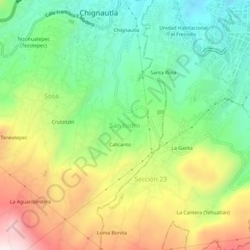 Carte topographique San Isidro, altitude, relief