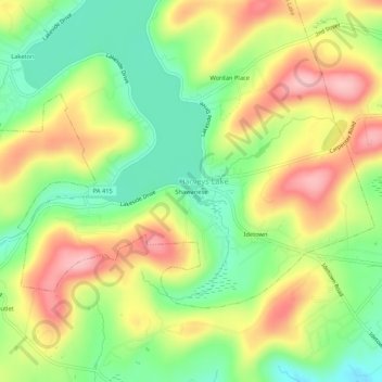 Carte topographique Shawanese, altitude, relief
