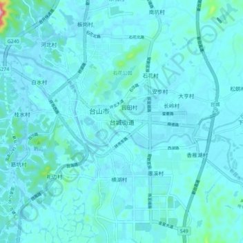 Carte topographique Taicheng, altitude, relief