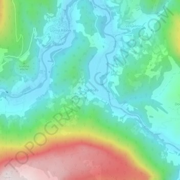 Carte topographique Sredice, altitude, relief