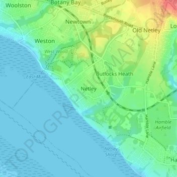 Carte topographique Netley, altitude, relief