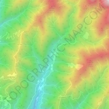 Carte topographique Piastroso, altitude, relief