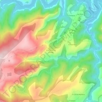 Carte topographique A Armada do Cando, altitude, relief
