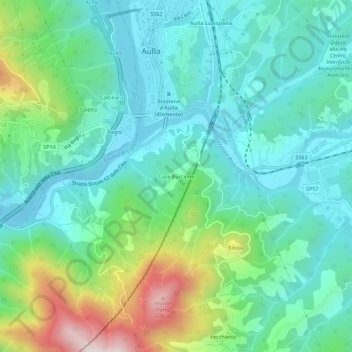Carte topographique Case Burcione, altitude, relief