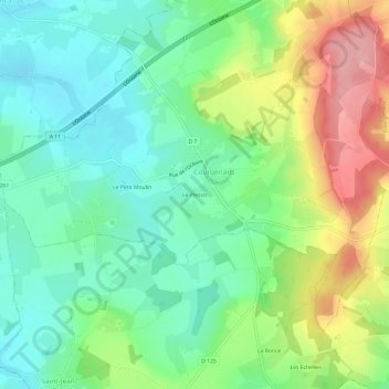 Carte topographique Le Plessis, altitude, relief
