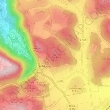 Carte topographique Traifelberg, altitude, relief