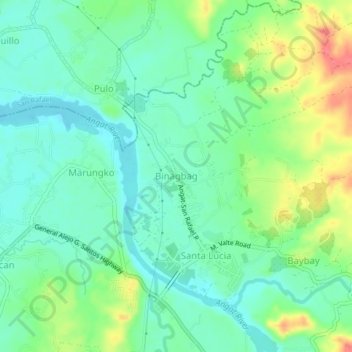 Carte topographique Binagbag, altitude, relief