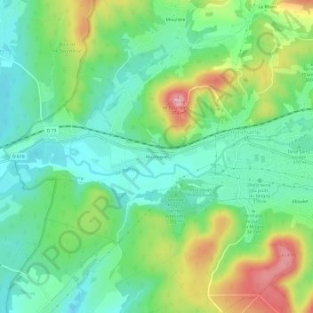 Carte topographique Recologne, altitude, relief