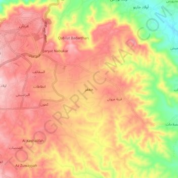 Carte topographique Jaffar, altitude, relief