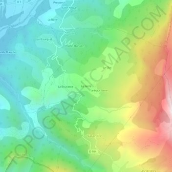 Carte topographique Le Serre, altitude, relief