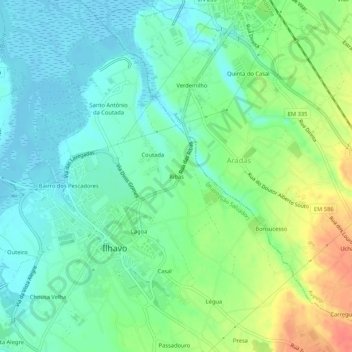 Carte topographique Ribas, altitude, relief