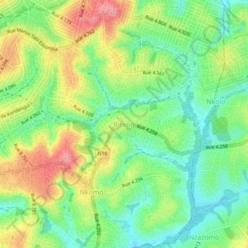 Carte topographique Biteng, altitude, relief