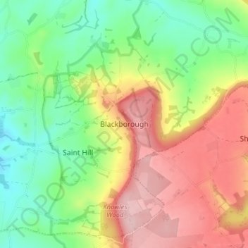 Carte topographique Blackborough, altitude, relief