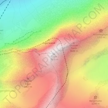 Carte topographique Eiger, altitude, relief
