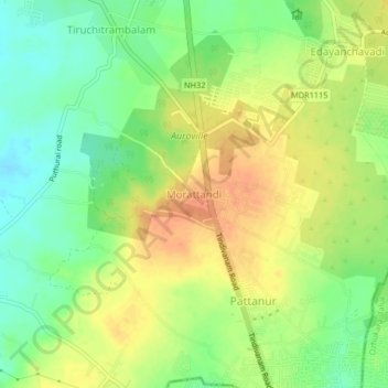 Carte topographique Morattandi, altitude, relief