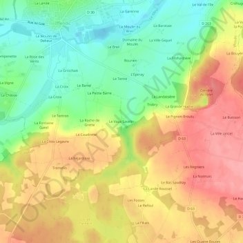 Carte topographique Le Vaux Savelin, altitude, relief