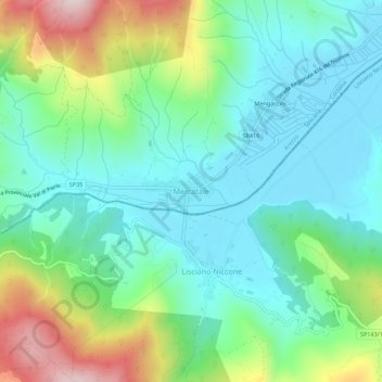 Carte topographique Mercatale, altitude, relief