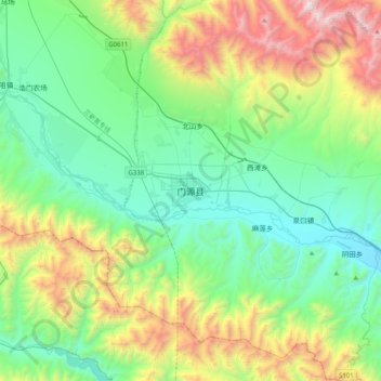 Carte topographique Menyuan, altitude, relief