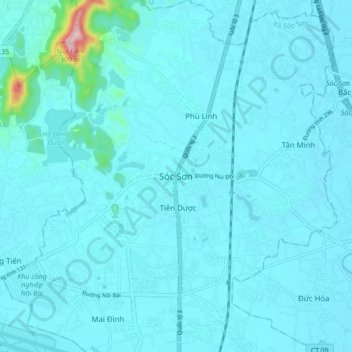 Carte topographique Sóc Sơn, altitude, relief