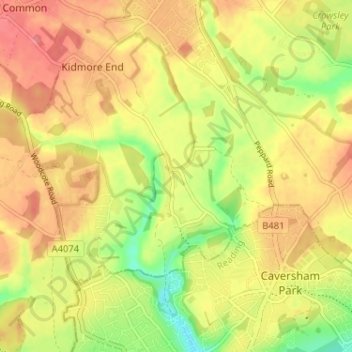 Carte topographique Chalkhouse Green, altitude, relief