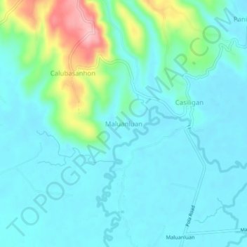 Carte topographique Maluanluan, altitude, relief