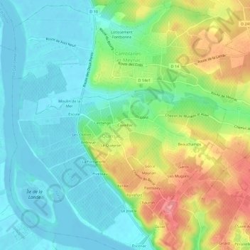 Carte topographique Cavaillac, altitude, relief