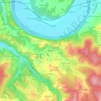 Carte topographique Fourque, altitude, relief