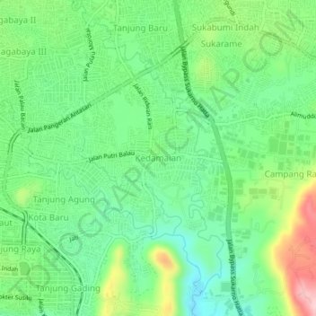 Carte topographique Kedamaian, altitude, relief