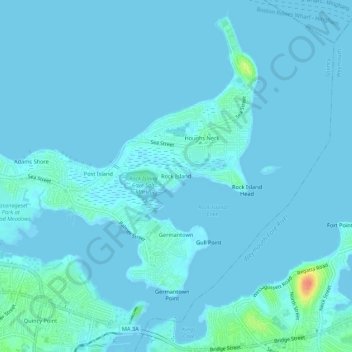 Carte topographique Rock Island, altitude, relief