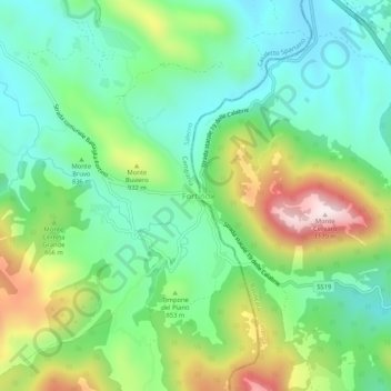 Carte topographique Fortino, altitude, relief