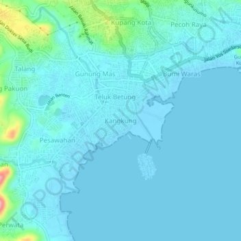 Carte topographique Kangkung, altitude, relief